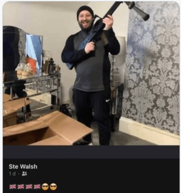 Steve Walsh with machine gun