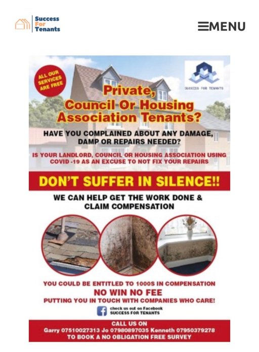 Garry Dunkerley Success For Tenants business leaflet