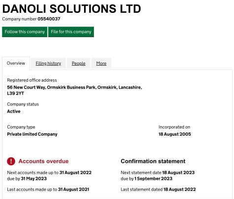 Danoli Solutions accounts overdue